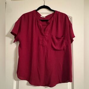 Lush Burgundy Blouse with Pocket